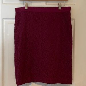 Ann Taylor burgundy lace skirt